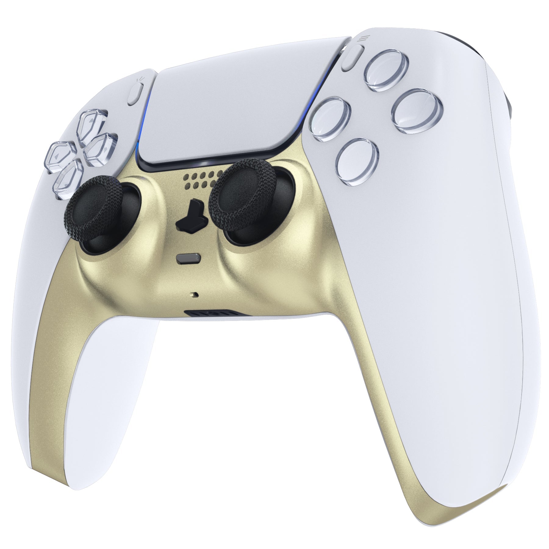 eXtremeRate Replacement Decorative Trim Shell with Accent Rings Compatible with PS5 Controller BDM-010/020/030/040/050 - Metallic Champagne Gold eXtremeRate