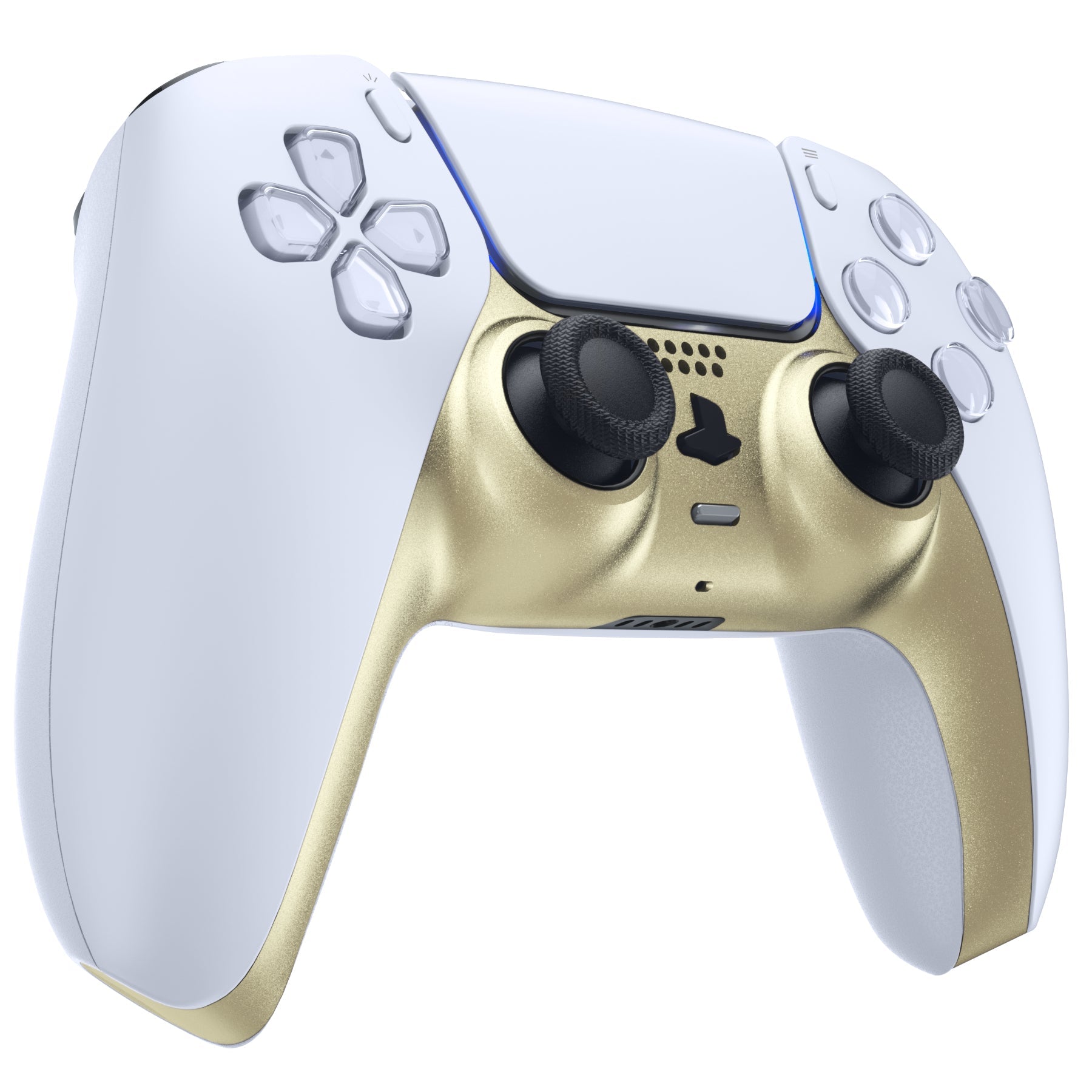eXtremeRate Replacement Decorative Trim Shell with Accent Rings Compatible with PS5 Controller BDM-010/020/030/040/050 - Metallic Champagne Gold eXtremeRate