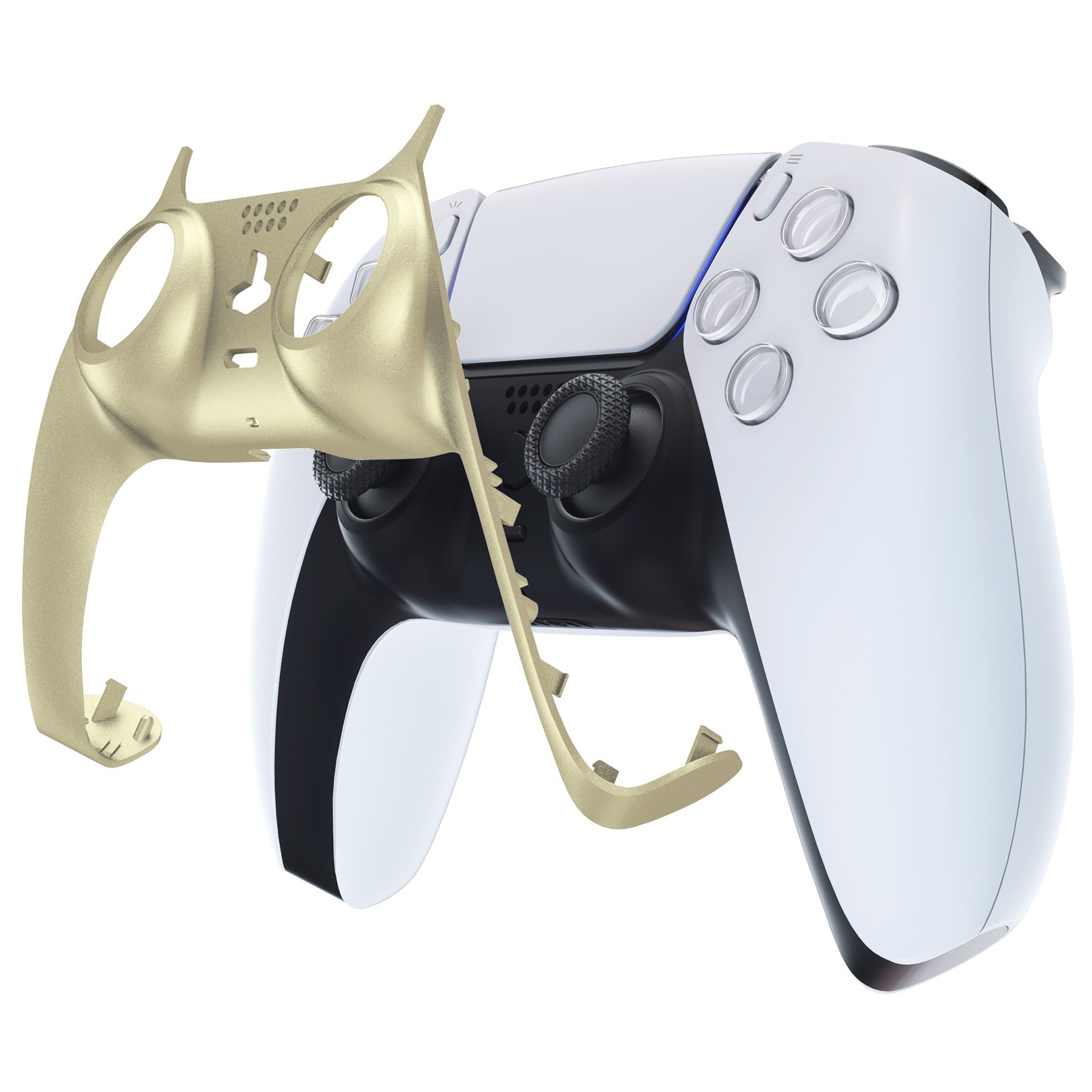 eXtremeRate Replacement Decorative Trim Shell with Accent Rings Compatible with PS5 Controller BDM-010/020/030/040/050 - Metallic Champagne Gold eXtremeRate