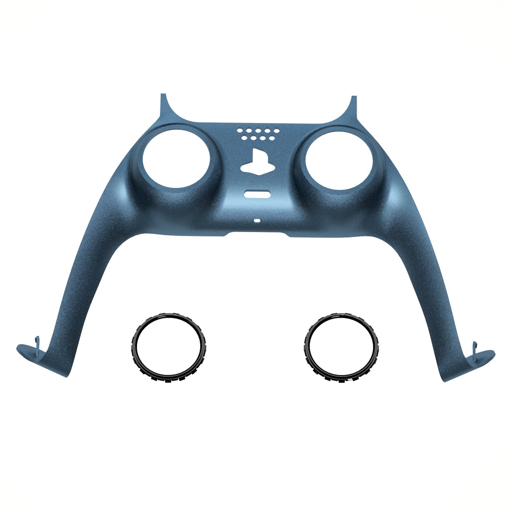 eXtremeRate Replacement Decorative Trim Shell with Accent Rings Compatible with PS5 Controller BDM-010/020/030/040/050 - Metallic Regal Blue eXtremeRate