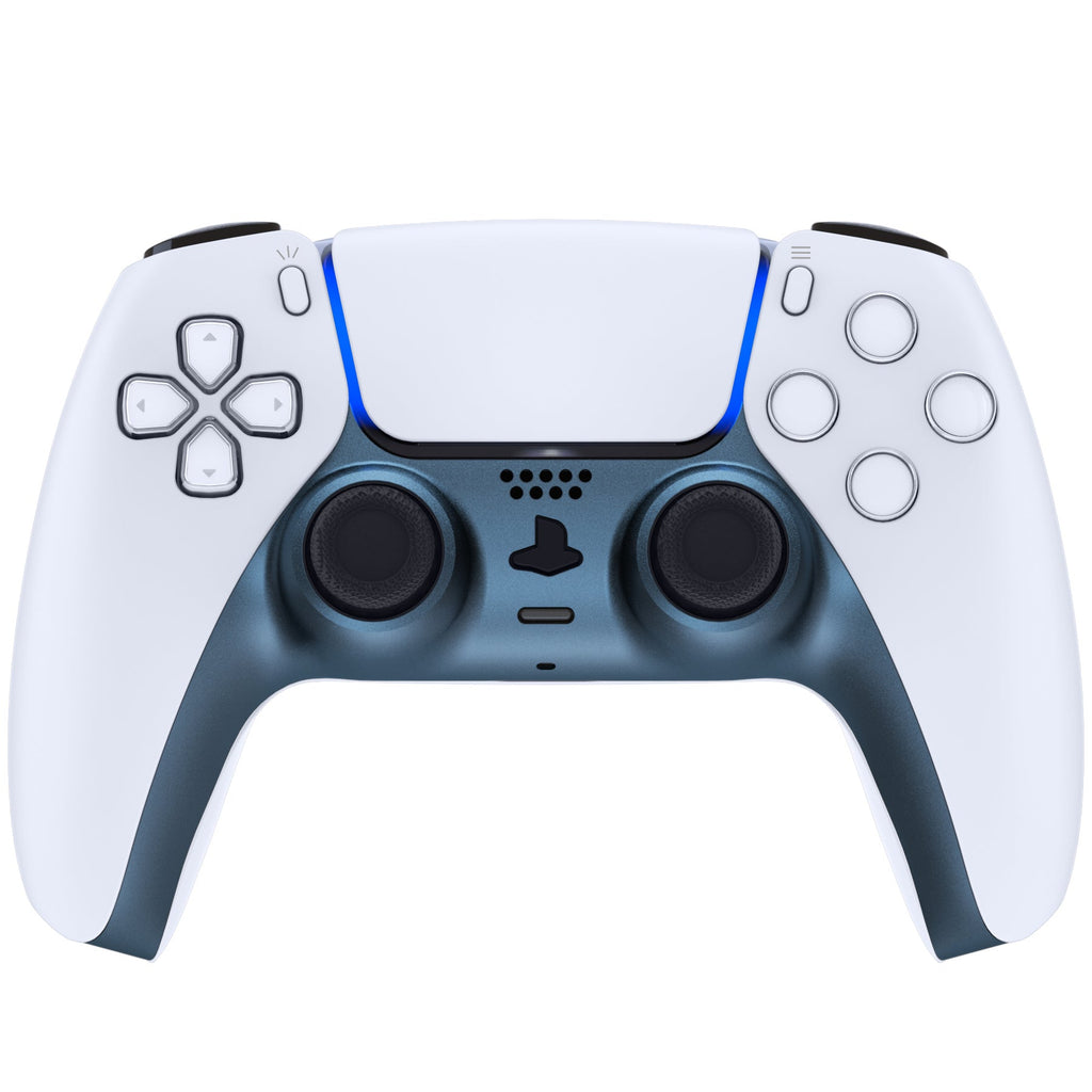 eXtremeRate Replacement Decorative Trim Shell with Accent Rings Compatible with PS5 Controller BDM-010/020/030/040/050 - Metallic Regal Blue eXtremeRate