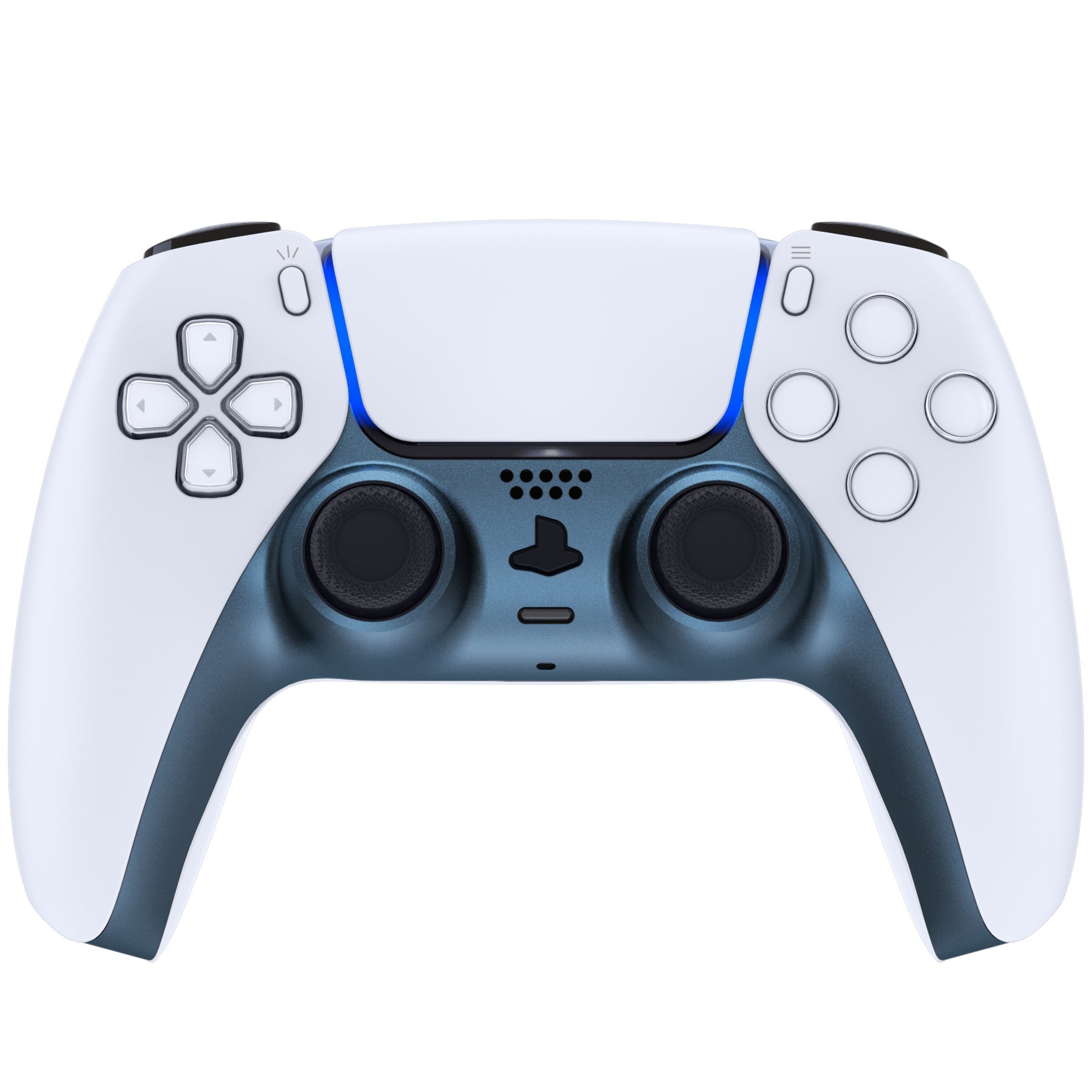 eXtremeRate Replacement Decorative Trim Shell with Accent Rings Compatible with PS5 Controller BDM-010/020/030/040/050 - Metallic Regal Blue eXtremeRate