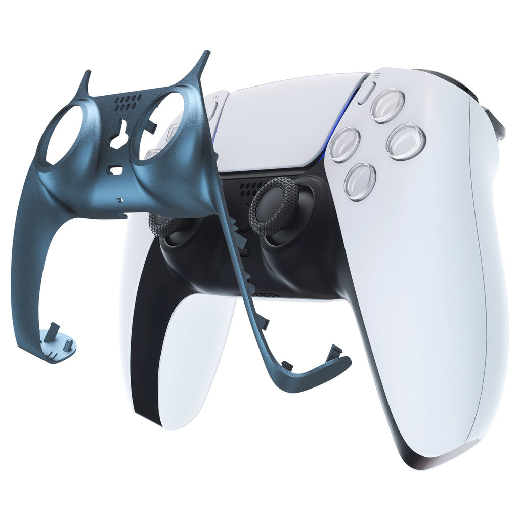 eXtremeRate Replacement Decorative Trim Shell with Accent Rings Compatible with PS5 Controller BDM-010/020/030/040/050 - Metallic Regal Blue eXtremeRate