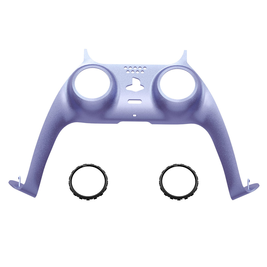 eXtremeRate Replacement Decorative Trim Shell with Accent Rings Compatible with PS5 Controller BDM-010/020/030/040/050 - Metallic Snowstorm Mauve eXtremeRate