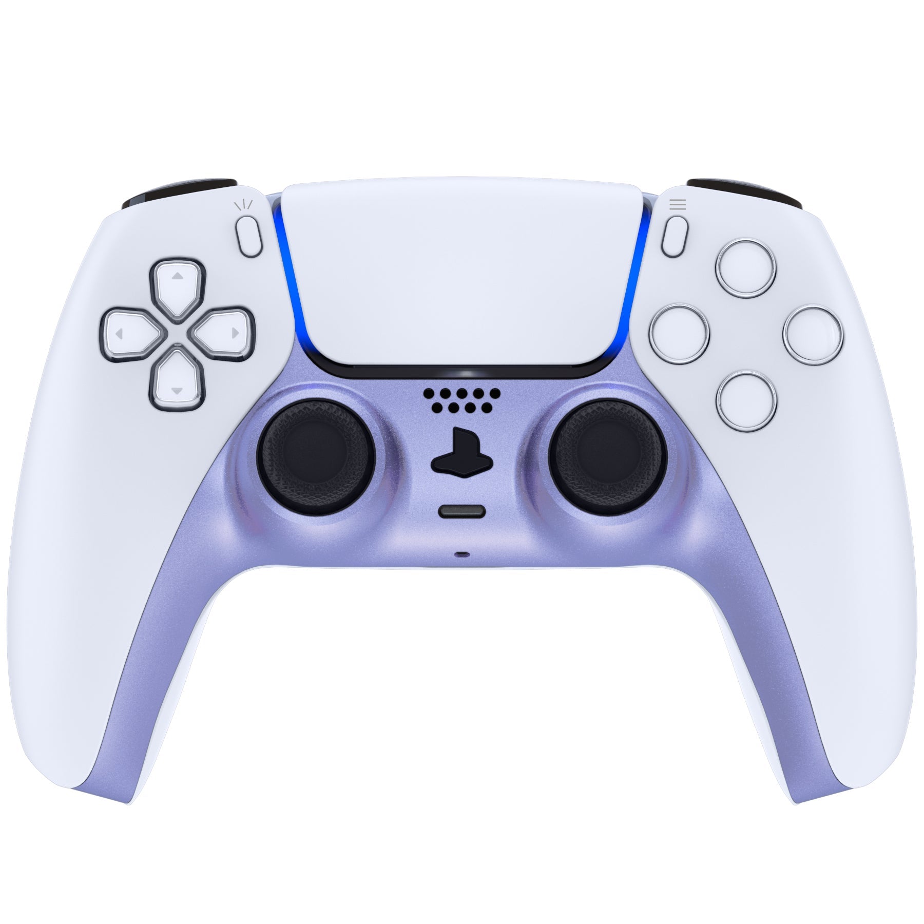 eXtremeRate Replacement Decorative Trim Shell with Accent Rings Compatible with PS5 Controller BDM-010/020/030/040/050 - Metallic Snowstorm Mauve eXtremeRate