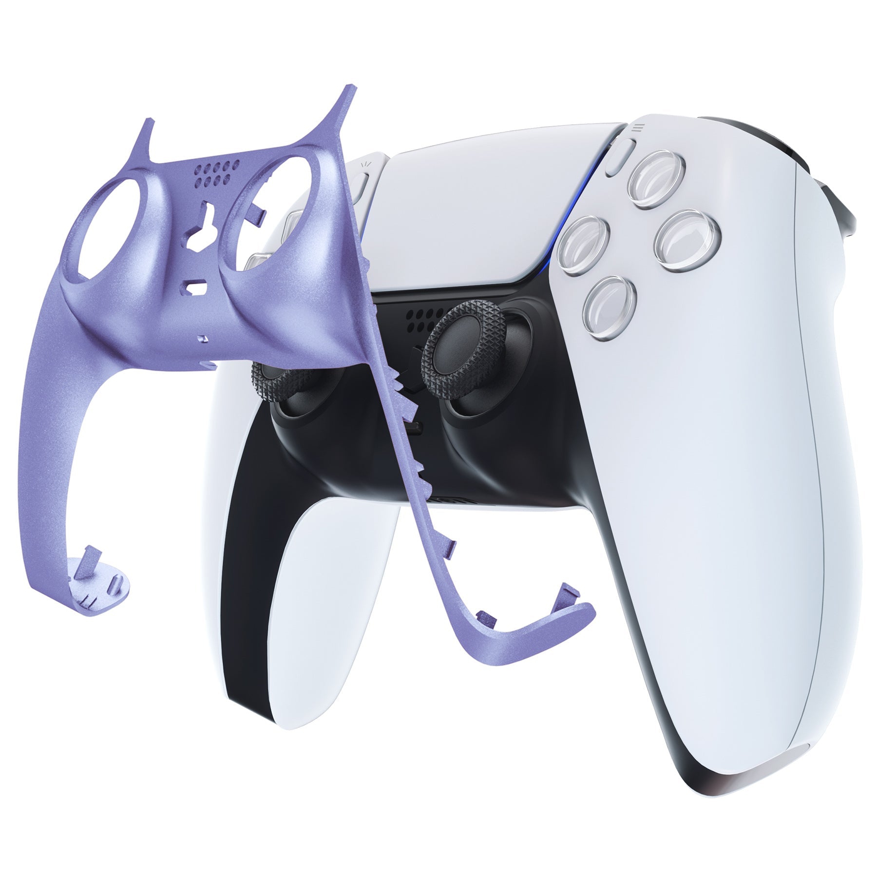eXtremeRate Replacement Decorative Trim Shell with Accent Rings Compatible with PS5 Controller BDM-010/020/030/040/050 - Metallic Snowstorm Mauve eXtremeRate