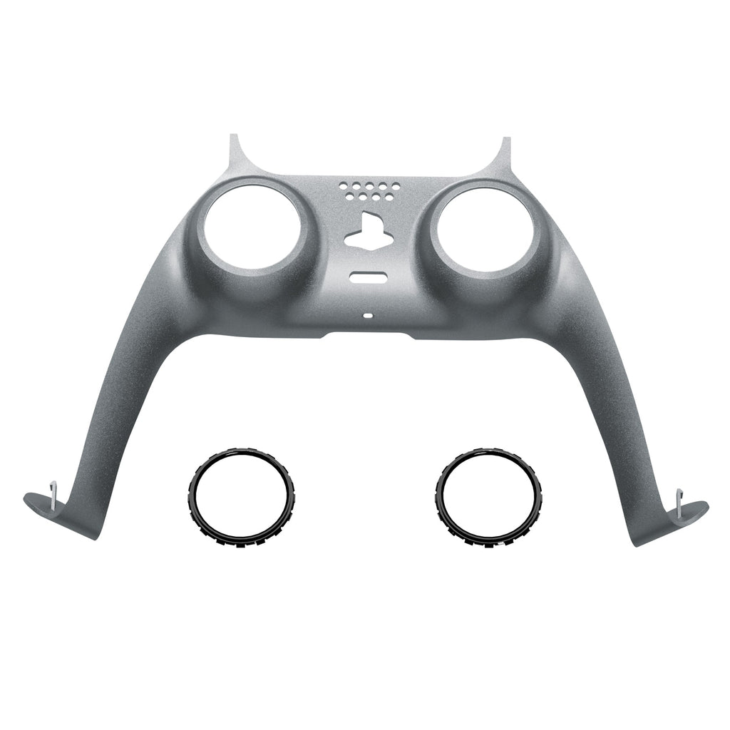 eXtremeRate Replacement Decorative Trim Shell with Accent Rings Compatible with PS5 Controller BDM-010/020/030/040/050 - Metallic Steel Gray eXtremeRate