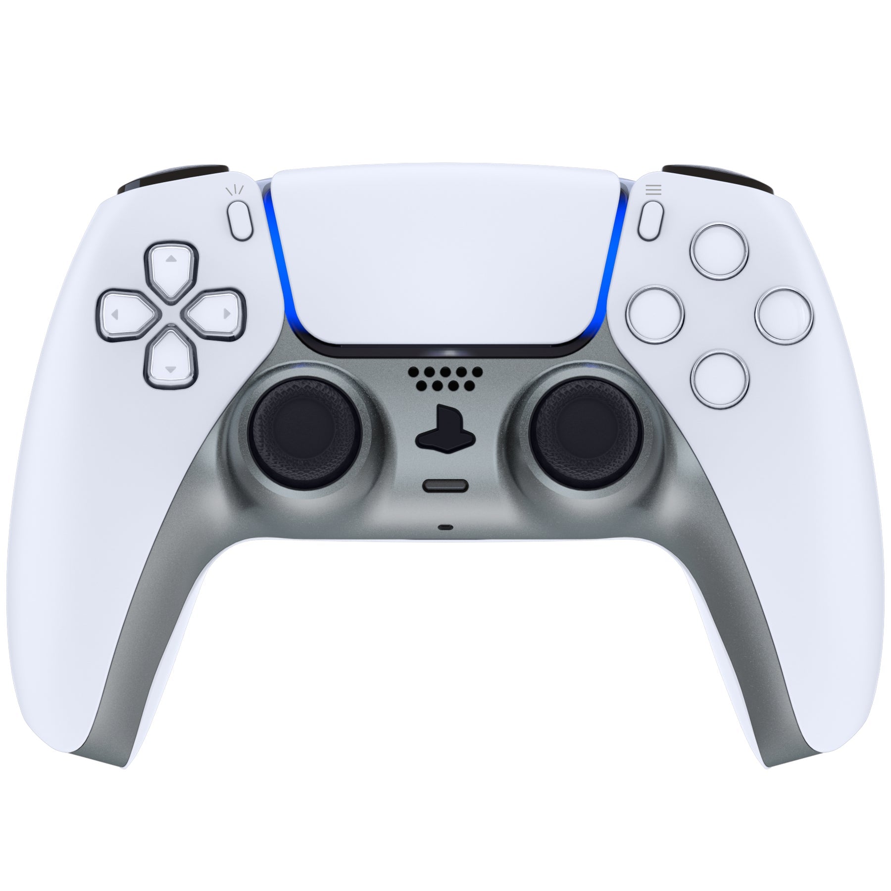 eXtremeRate Replacement Decorative Trim Shell with Accent Rings Compatible with PS5 Controller BDM-010/020/030/040/050 - Metallic Steel Gray eXtremeRate