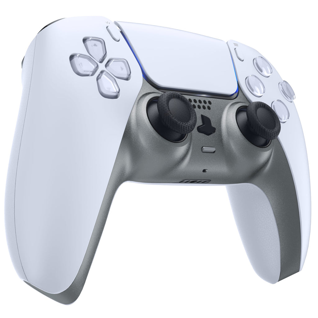 eXtremeRate Replacement Decorative Trim Shell with Accent Rings Compatible with PS5 Controller BDM-010/020/030/040/050 - Metallic Steel Gray eXtremeRate