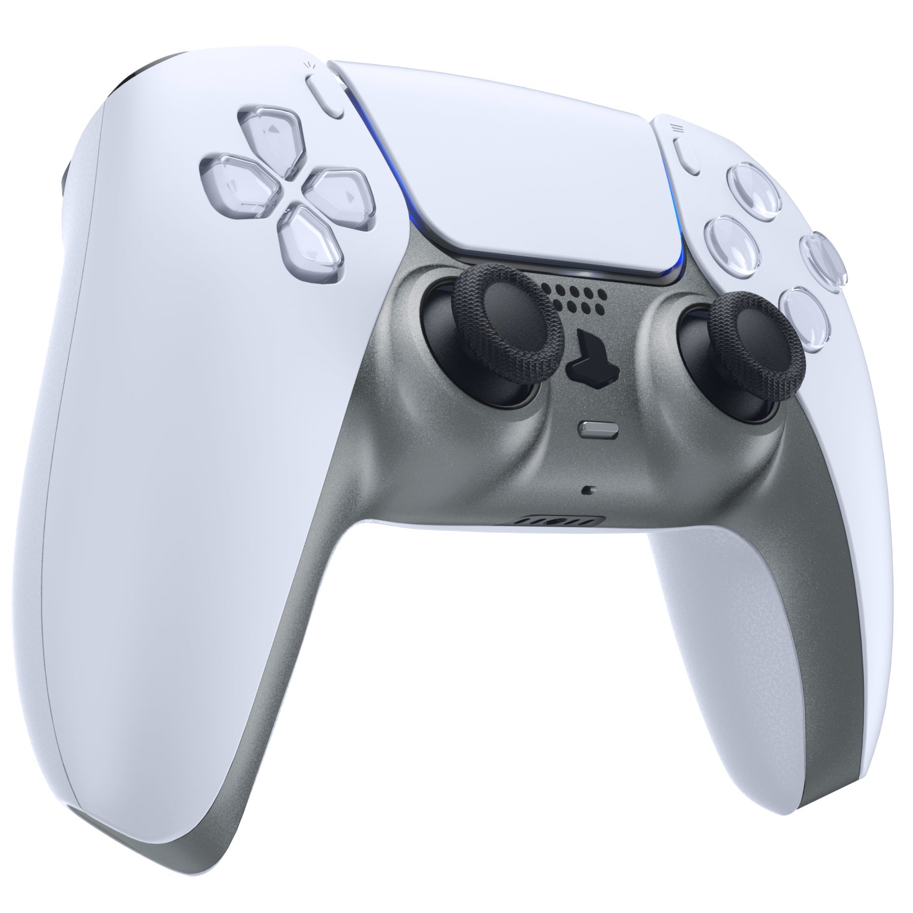 eXtremeRate Replacement Decorative Trim Shell with Accent Rings Compatible with PS5 Controller BDM-010/020/030/040/050 - Metallic Steel Gray eXtremeRate