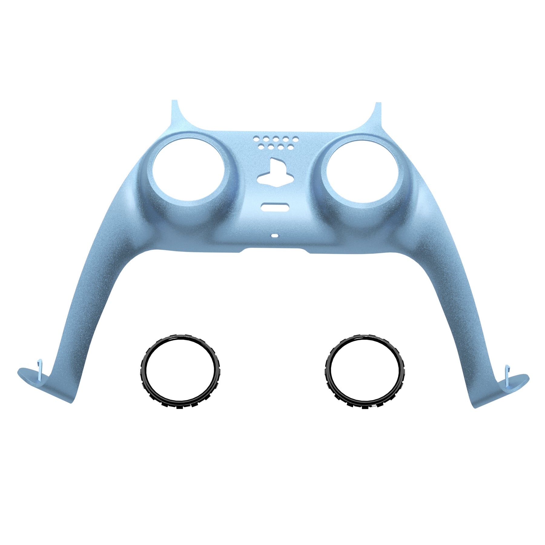 eXtremeRate Replacement Decorative Trim Shell with Accent Rings Compatible with PS5 Controller BDM-010/020/030/040/050 - Metallic Titanium Blue eXtremeRate