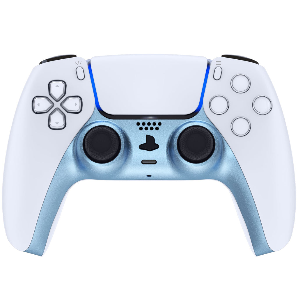 eXtremeRate Replacement Decorative Trim Shell with Accent Rings Compatible with PS5 Controller BDM-010/020/030/040/050 - Metallic Titanium Blue eXtremeRate