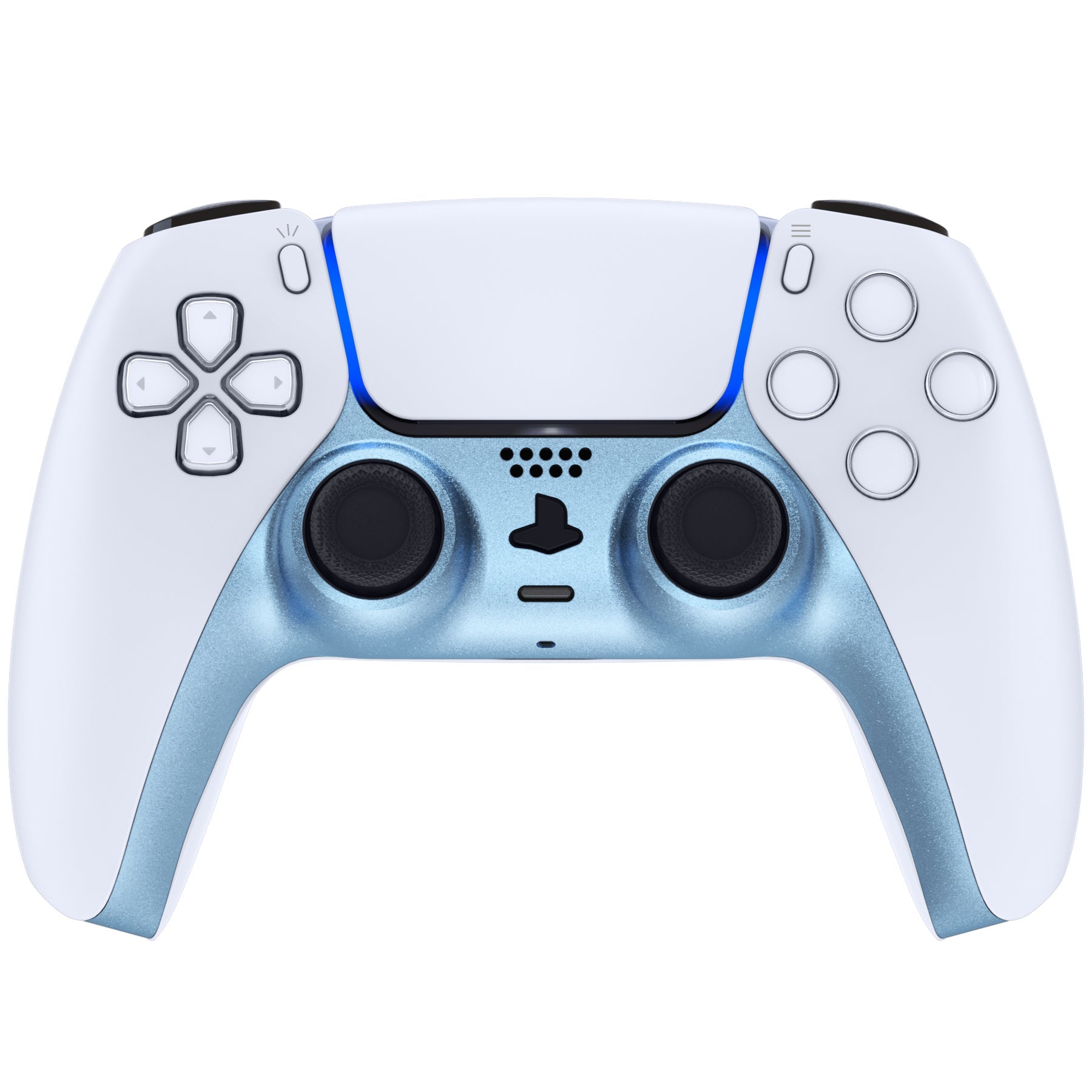 eXtremeRate Replacement Decorative Trim Shell with Accent Rings Compatible with PS5 Controller BDM-010/020/030/040/050 - Metallic Titanium Blue eXtremeRate
