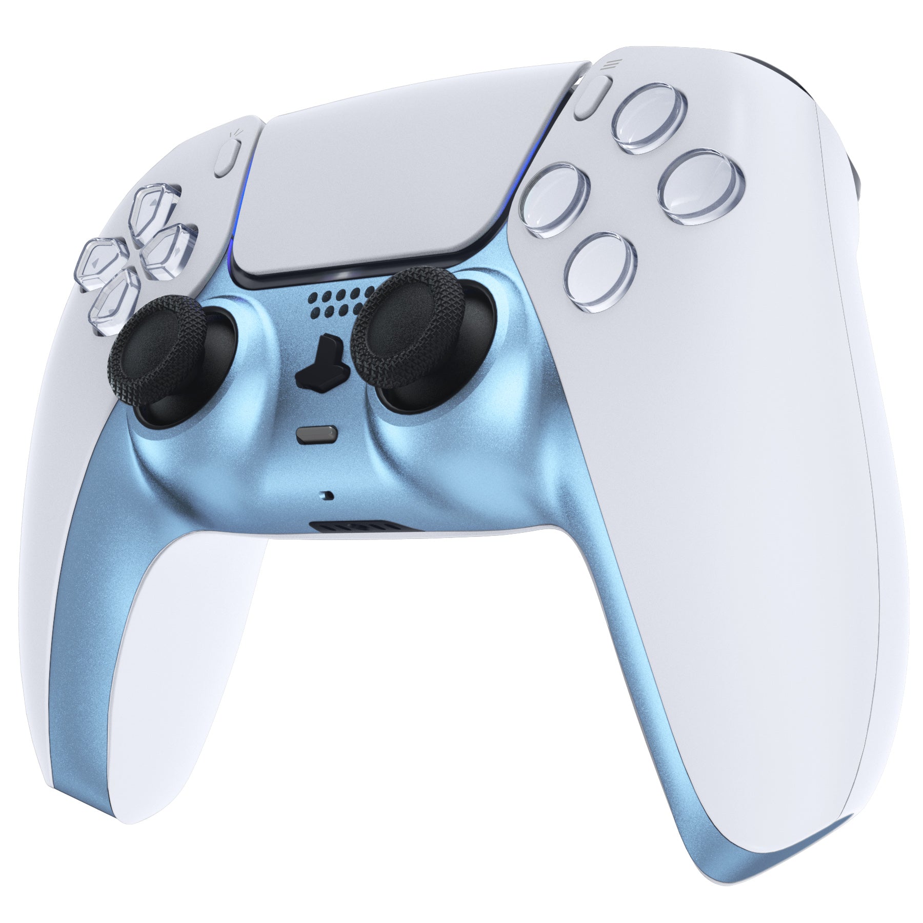 eXtremeRate Replacement Decorative Trim Shell with Accent Rings Compatible with PS5 Controller BDM-010/020/030/040/050 - Metallic Titanium Blue eXtremeRate