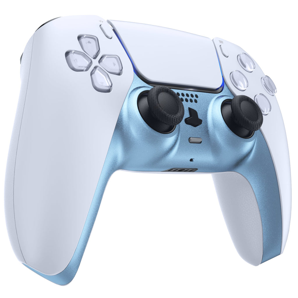 eXtremeRate Replacement Decorative Trim Shell with Accent Rings Compatible with PS5 Controller BDM-010/020/030/040/050 - Metallic Titanium Blue eXtremeRate