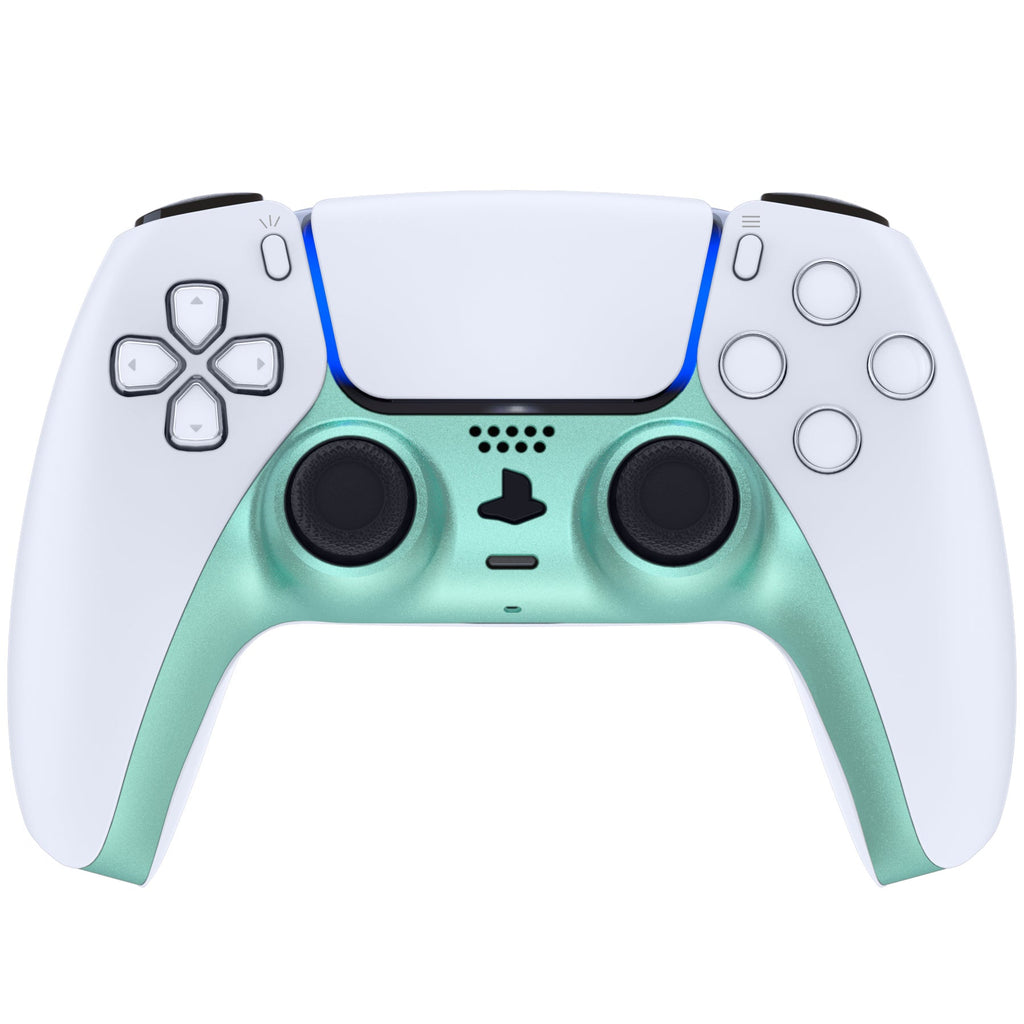 eXtremeRate Replacement Decorative Trim Shell with Accent Rings Compatible with PS5 Controller BDM-010/020/030/040/050 - Metallic Vista Green eXtremeRate