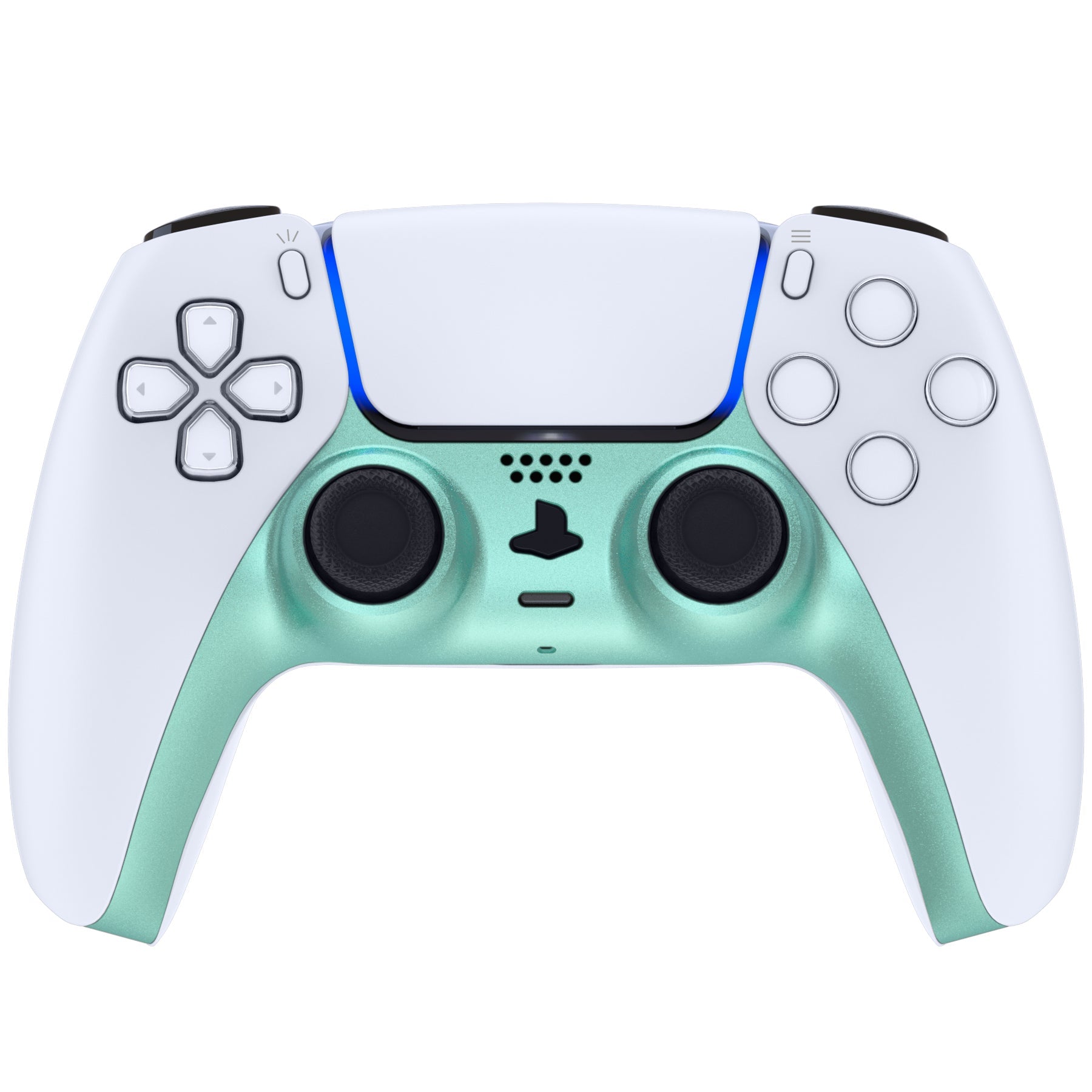 eXtremeRate Replacement Decorative Trim Shell with Accent Rings Compatible with PS5 Controller BDM-010/020/030/040/050 - Metallic Vista Green eXtremeRate