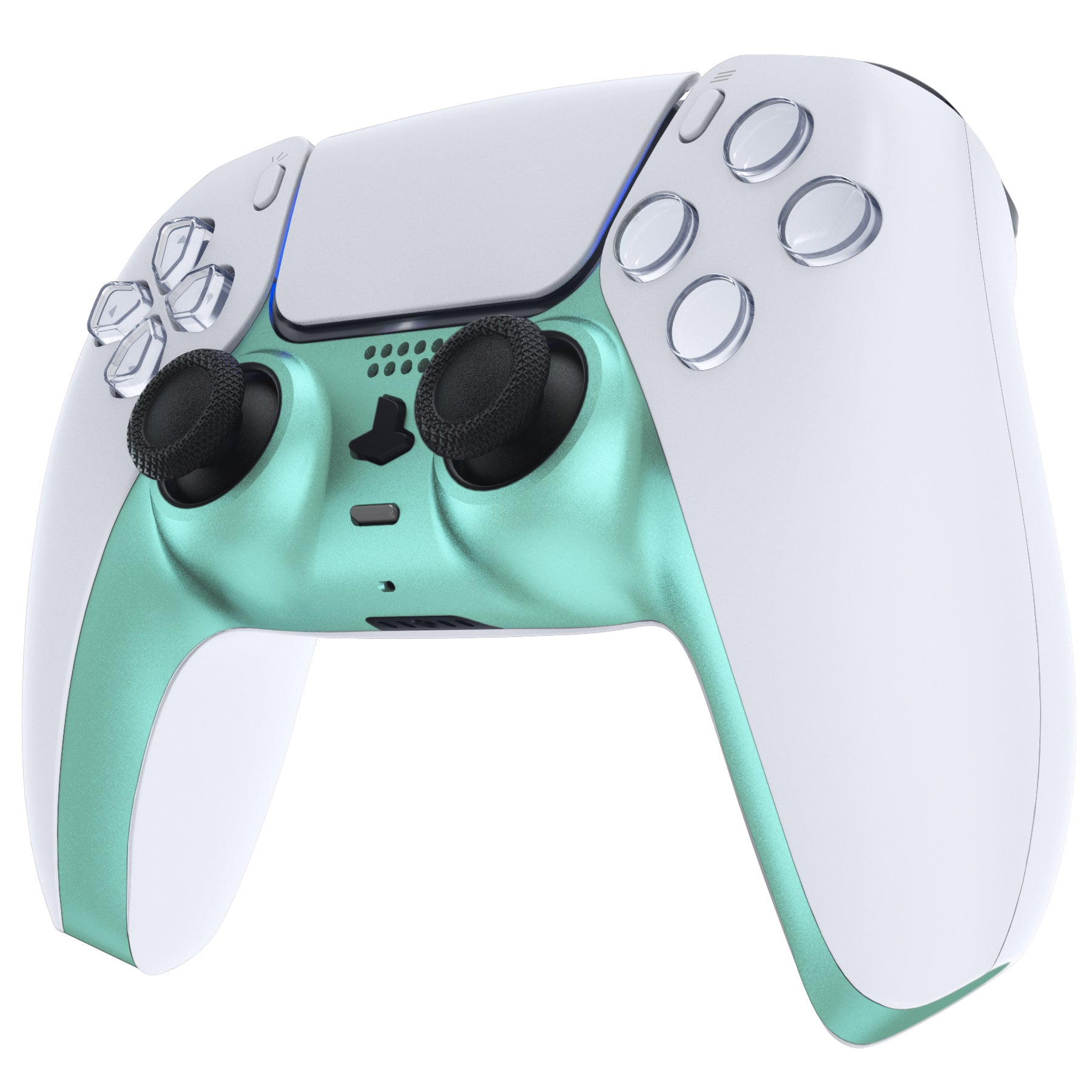 eXtremeRate Replacement Decorative Trim Shell with Accent Rings Compatible with PS5 Controller BDM-010/020/030/040/050 - Metallic Vista Green eXtremeRate