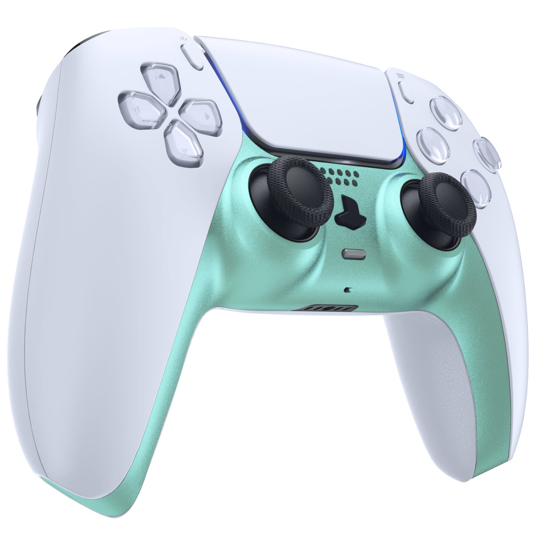 eXtremeRate Replacement Decorative Trim Shell with Accent Rings Compatible with PS5 Controller BDM-010/020/030/040/050 - Metallic Vista Green eXtremeRate