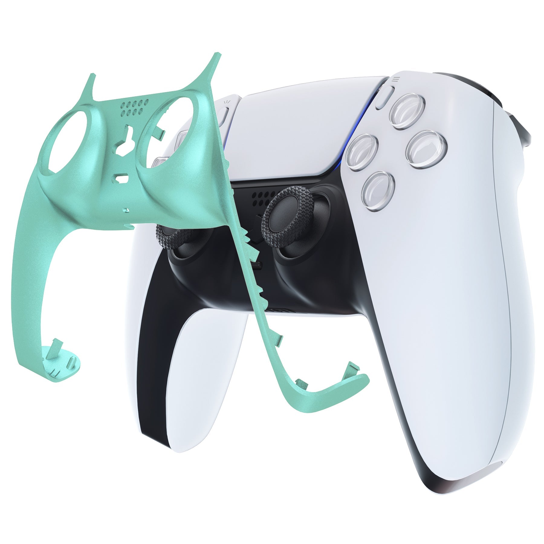 eXtremeRate Replacement Decorative Trim Shell with Accent Rings Compatible with PS5 Controller BDM-010/020/030/040/050 - Metallic Vista Green eXtremeRate