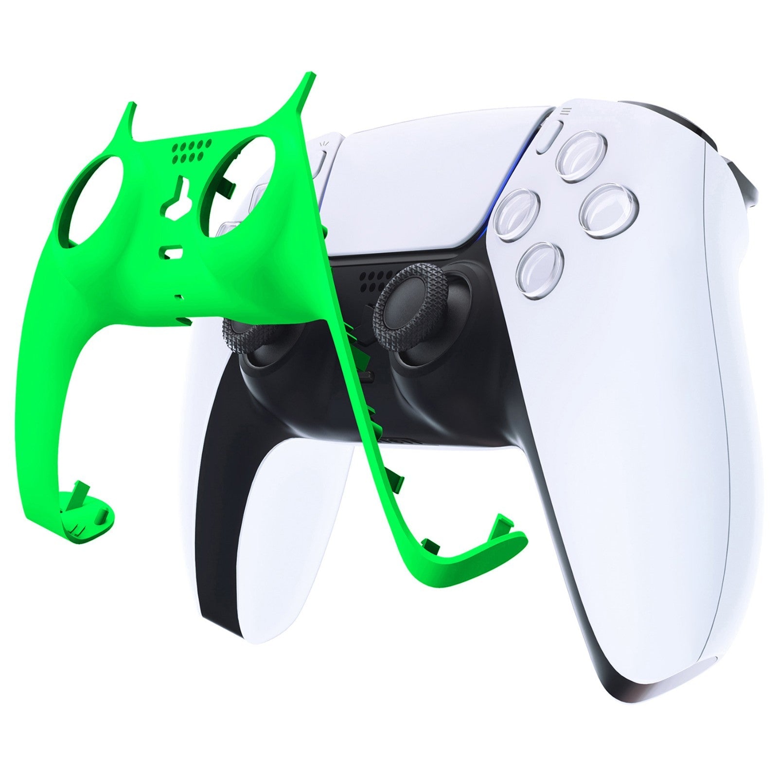 eXtremeRate Replacement Decorative Trim Shell with Accent Rings Compatible with PS5 Controller BDM-010/020/030/040/050 - Neon Green eXtremeRate