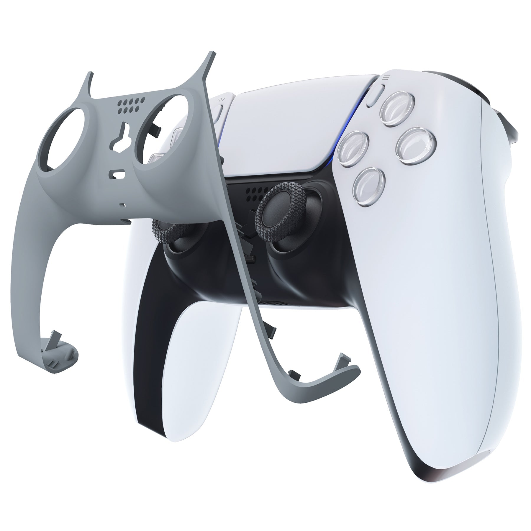 eXtremeRate Replacement Decorative Trim Shell with Accent Rings Compatible with PS5 Controller BDM-010/020/030/040/050 - New Hope Gray eXtremeRate