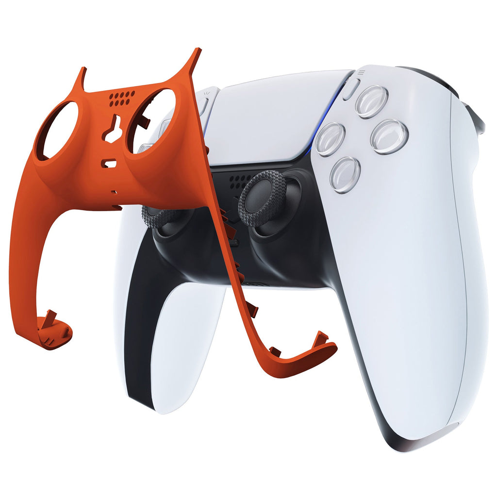 eXtremeRate Replacement Decorative Trim Shell with Accent Rings Compatible with PS5 Controller BDM-010/020/030/040/050 - Orange eXtremeRate