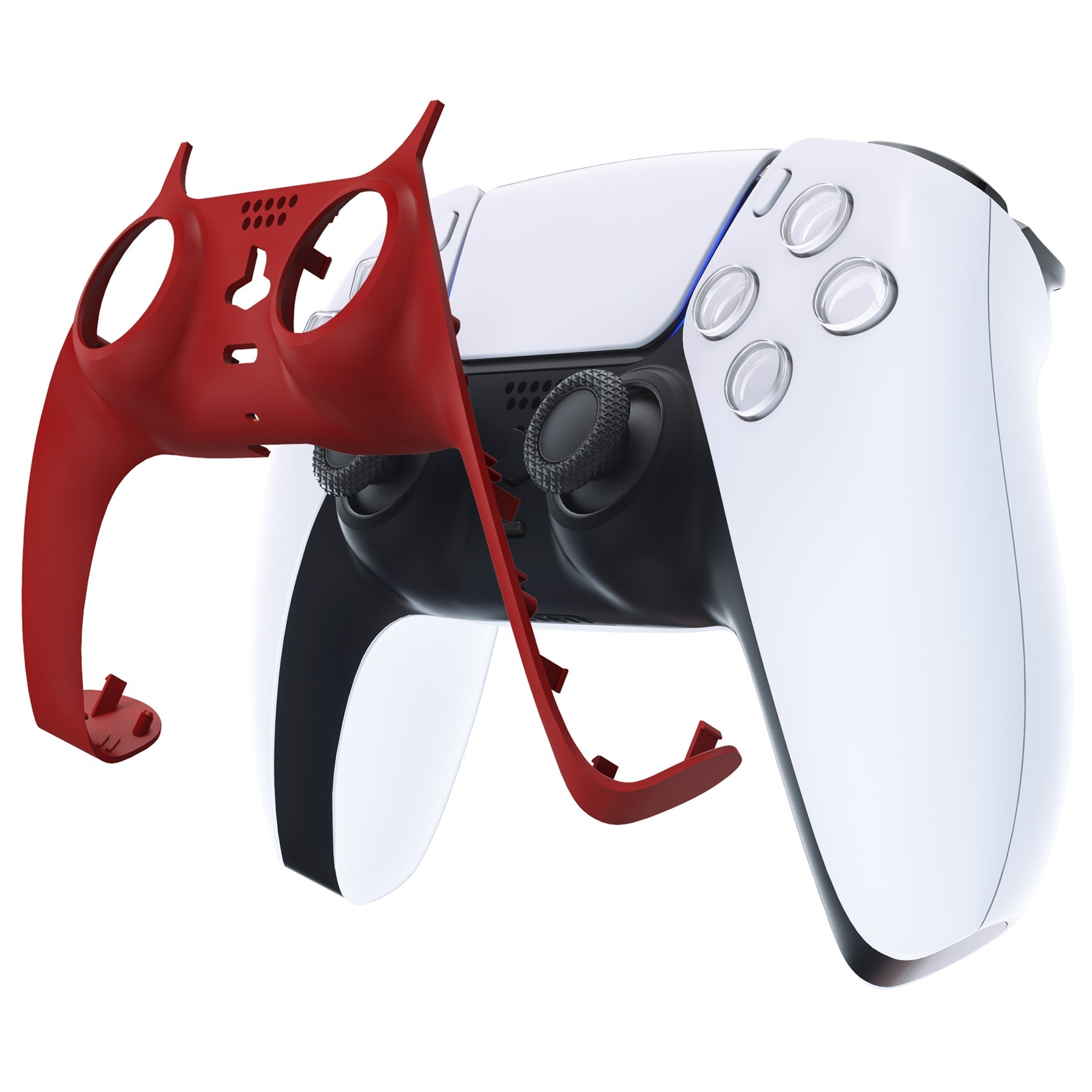 eXtremeRate Replacement Decorative Trim Shell with Accent Rings Compatible with PS5 Controller BDM-010/020/030/040/050 - Passion Red eXtremeRate