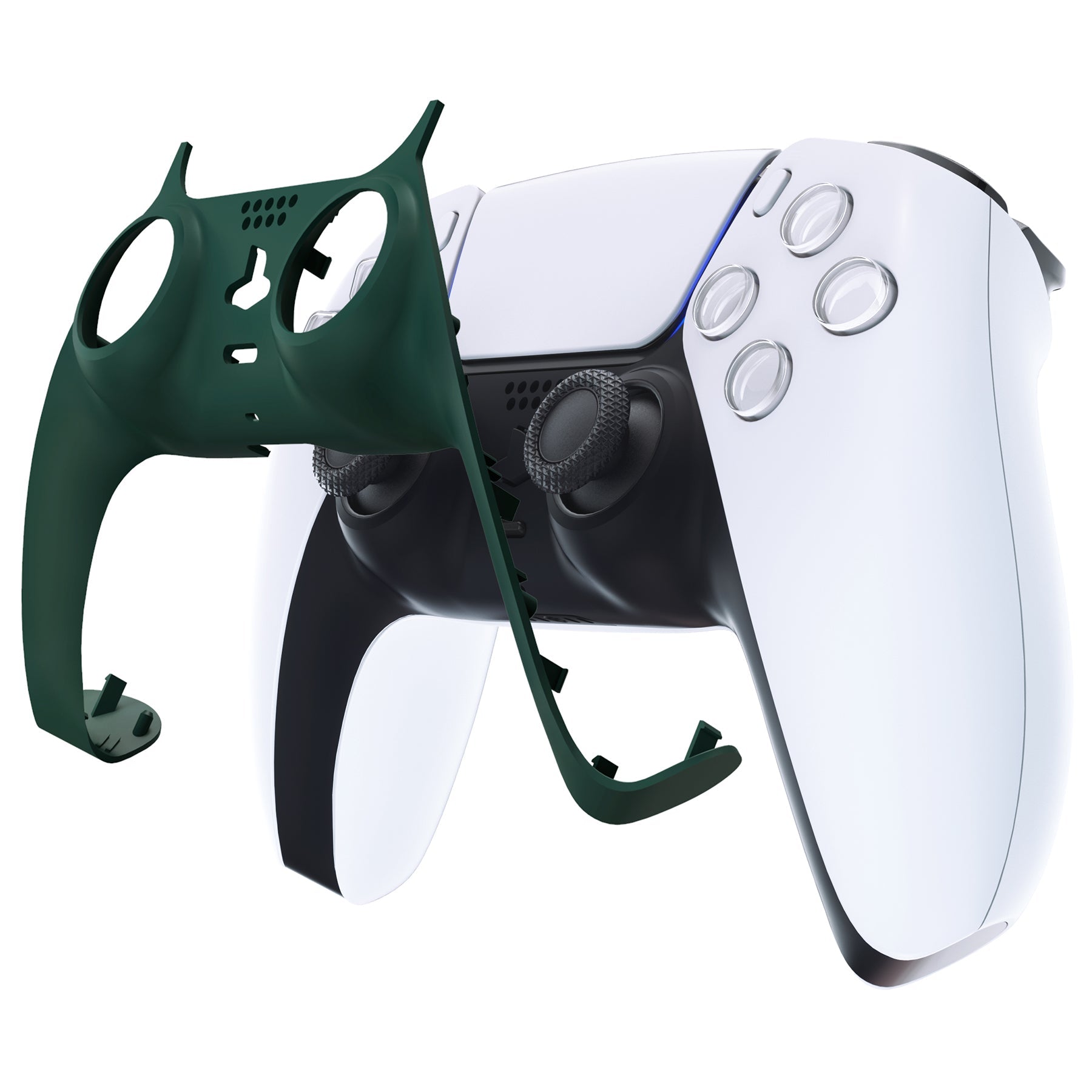 eXtremeRate Replacement Decorative Trim Shell with Accent Rings Compatible with PS5 Controller BDM-010/020/030/040/050 - Racing Green eXtremeRate
