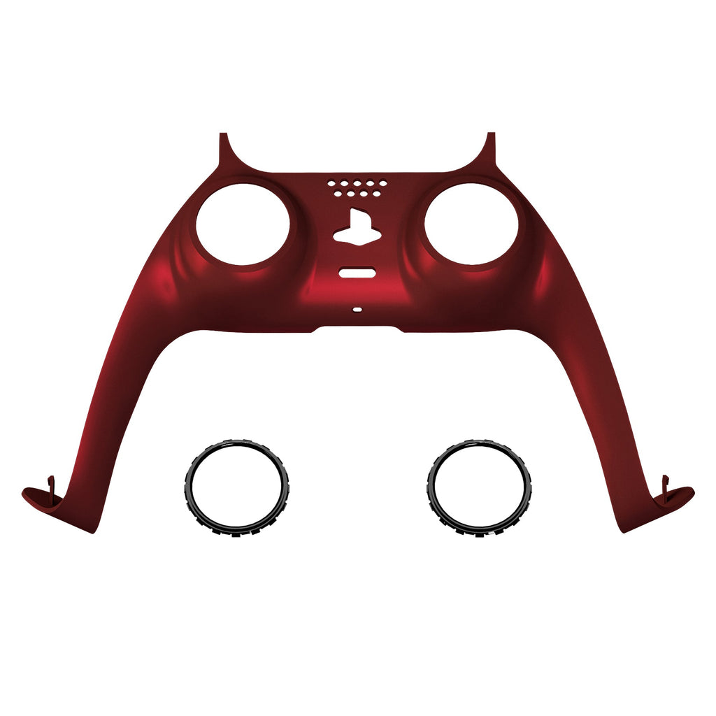 eXtremeRate Replacement Decorative Trim Shell with Accent Rings Compatible with PS5 Controller BDM-010/020/030/040/050 - Scarlet Red eXtremeRate