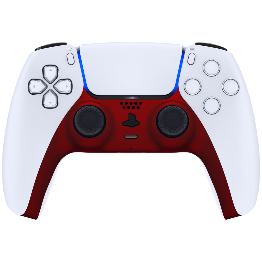 eXtremeRate Replacement Decorative Trim Shell with Accent Rings Compatible with PS5 Controller BDM-010/020/030/040/050 - Scarlet Red eXtremeRate