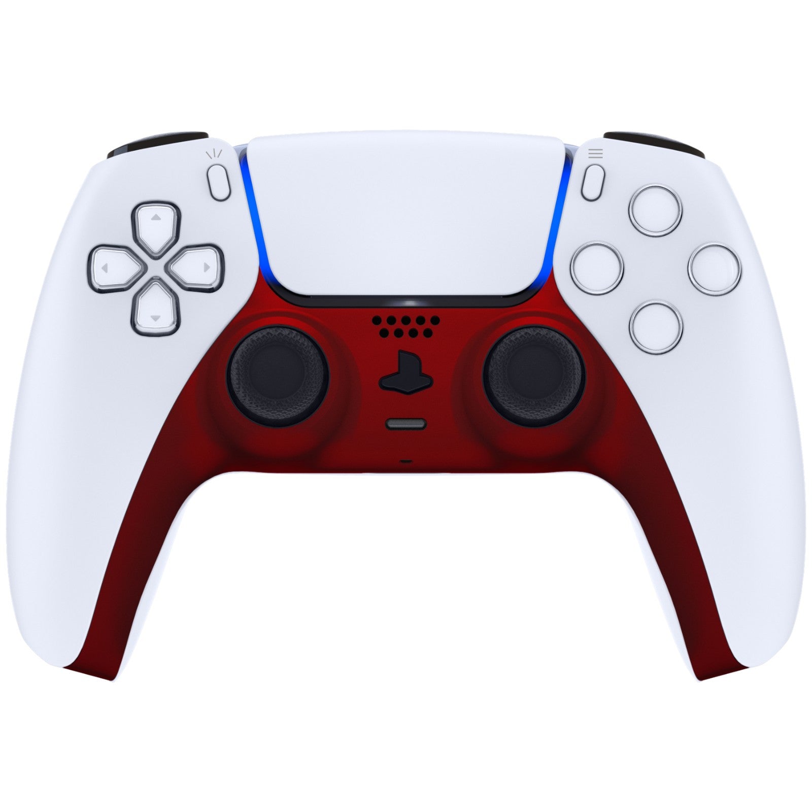 eXtremeRate Replacement Decorative Trim Shell with Accent Rings Compatible with PS5 Controller BDM-010/020/030/040/050 - Scarlet Red eXtremeRate