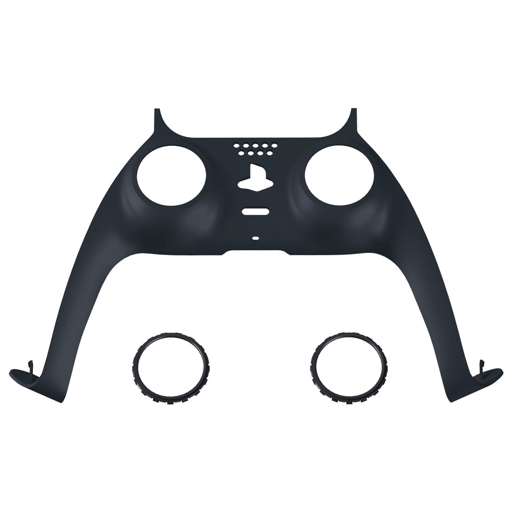 eXtremeRate Replacement Decorative Trim Shell with Accent Rings Compatible with PS5 Controller BDM-010/020/030/040/050 - Solid Black eXtremeRate