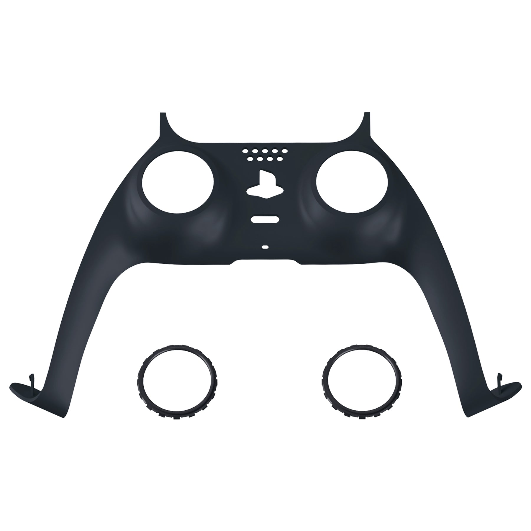 eXtremeRate Replacement Decorative Trim Shell with Accent Rings Compatible with PS5 Controller BDM-010/020/030/040/050 - Solid Black eXtremeRate