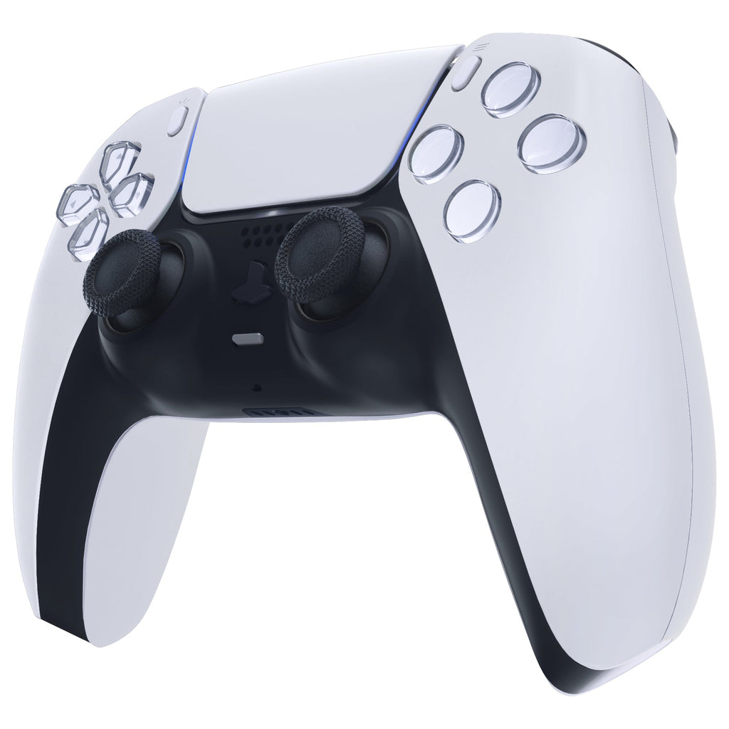 eXtremeRate Replacement Decorative Trim Shell with Accent Rings Compatible with PS5 Controller BDM-010/020/030/040/050 - Solid Black eXtremeRate
