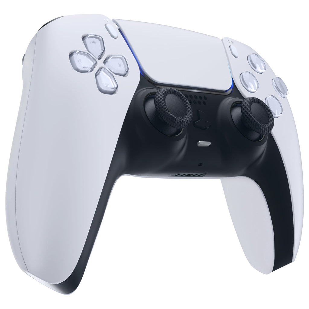 eXtremeRate Replacement Decorative Trim Shell with Accent Rings Compatible with PS5 Controller BDM-010/020/030/040/050 - Solid Black eXtremeRate