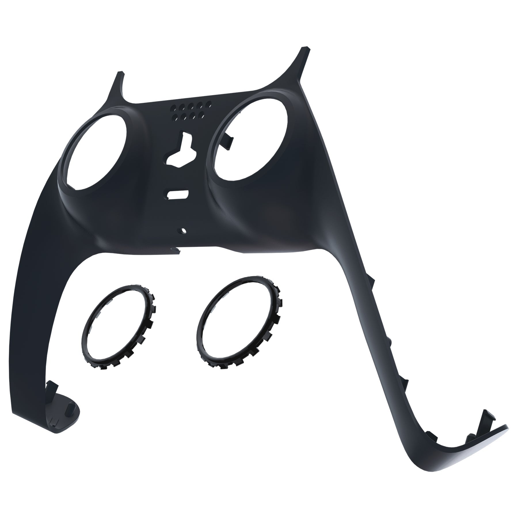 eXtremeRate Replacement Decorative Trim Shell with Accent Rings Compatible with PS5 Controller BDM-010/020/030/040/050 - Solid Black eXtremeRate