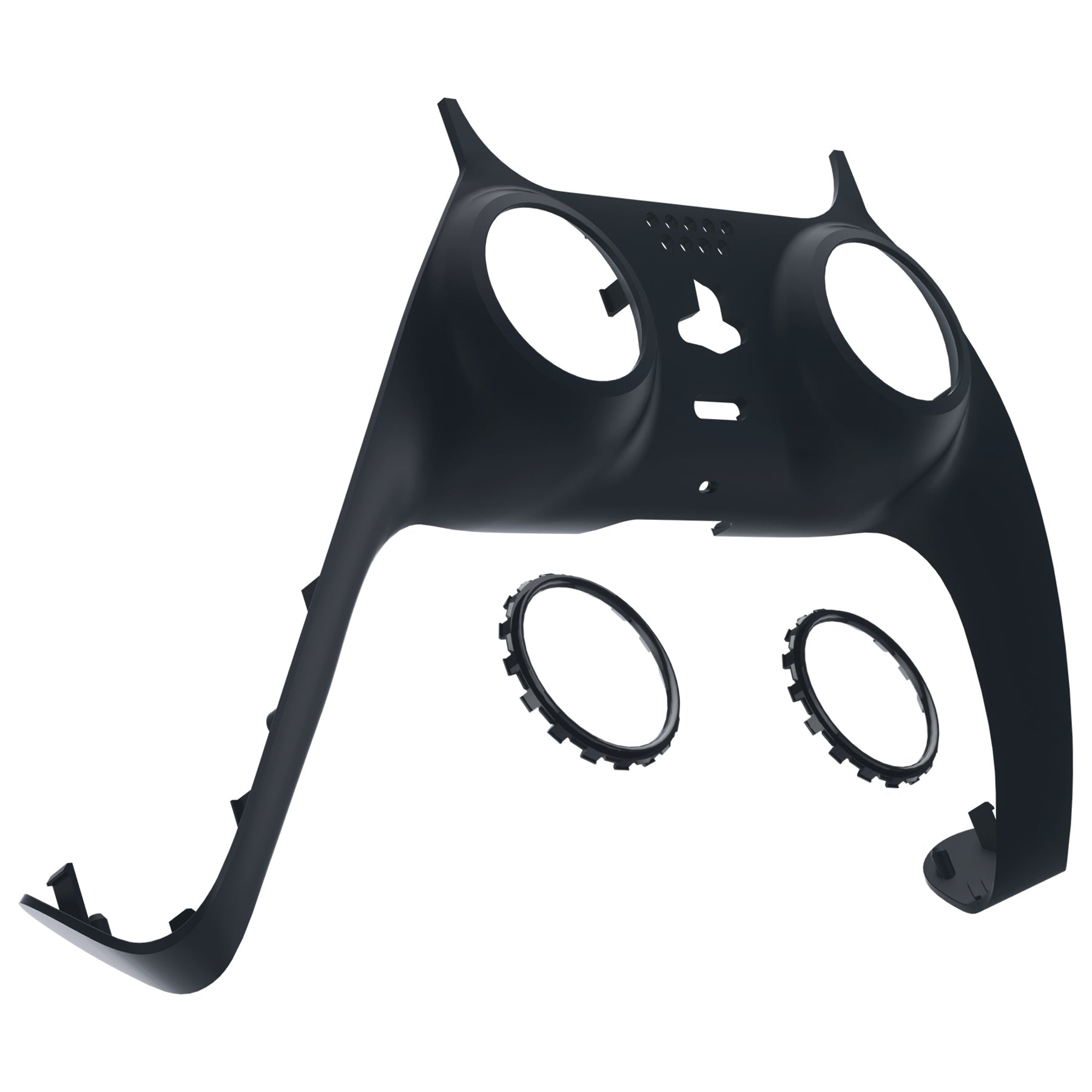 eXtremeRate Replacement Decorative Trim Shell with Accent Rings Compatible with PS5 Controller BDM-010/020/030/040/050 - Solid Black eXtremeRate