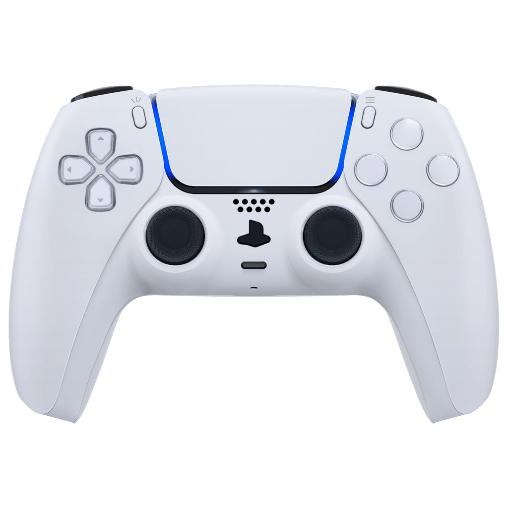 eXtremeRate Replacement Decorative Trim Shell with Accent Rings Compatible with PS5 Controller BDM-010/020/030/040/050 - Solid White eXtremeRate