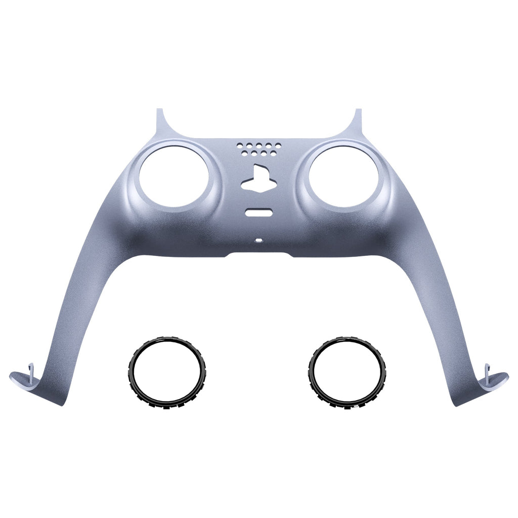 eXtremeRate Replacement Decorative Trim Shell with Accent Rings Compatible with PS5 Controller BDM-010/020/030/040/050 - Sterling Silver eXtremeRate