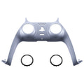 eXtremeRate Replacement Decorative Trim Shell with Accent Rings Compatible with PS5 Controller BDM-010/020/030/040/050 - Sterling Silver eXtremeRate