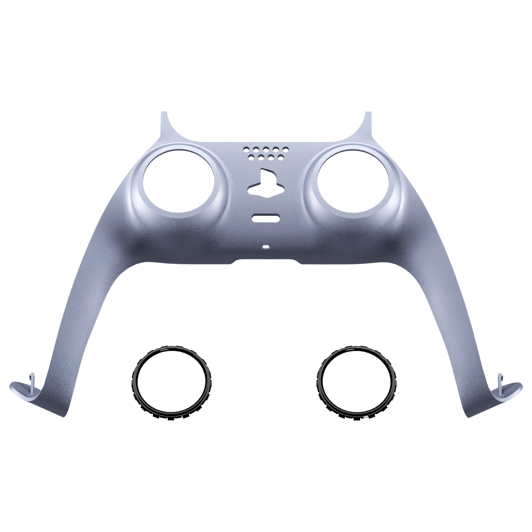 eXtremeRate Replacement Decorative Trim Shell with Accent Rings Compatible with PS5 Controller BDM-010/020/030/040/050 - Sterling Silver eXtremeRate