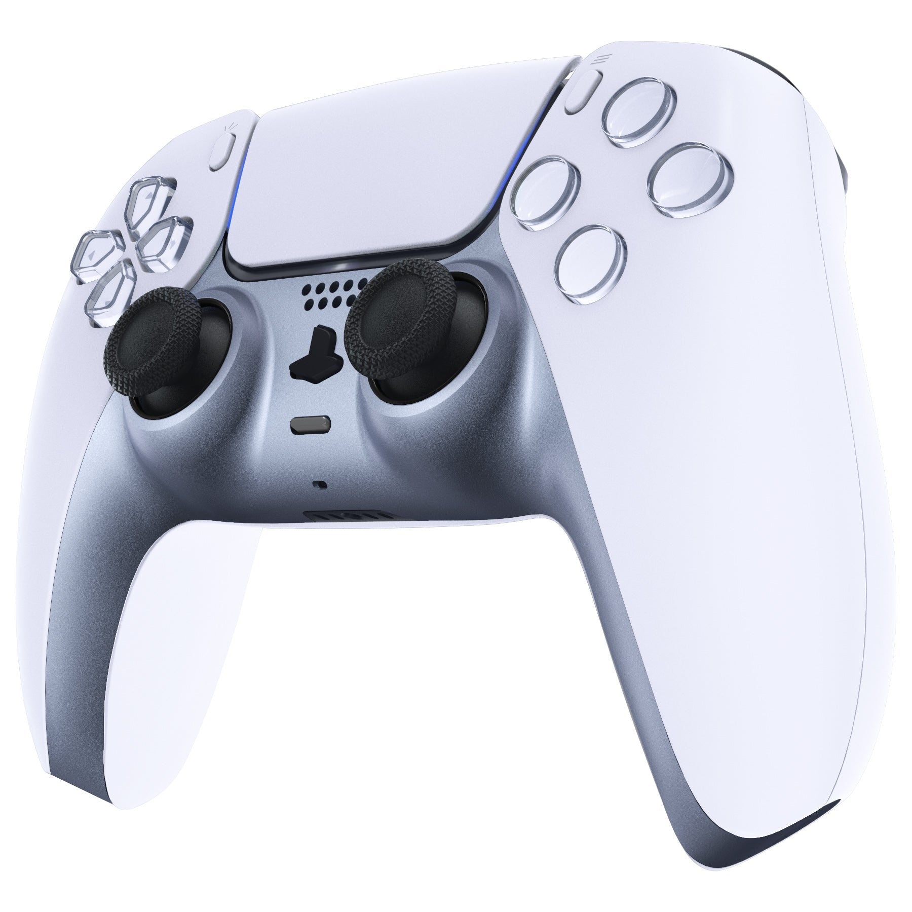 eXtremeRate Replacement Decorative Trim Shell with Accent Rings Compatible with PS5 Controller BDM-010/020/030/040/050 - Sterling Silver eXtremeRate