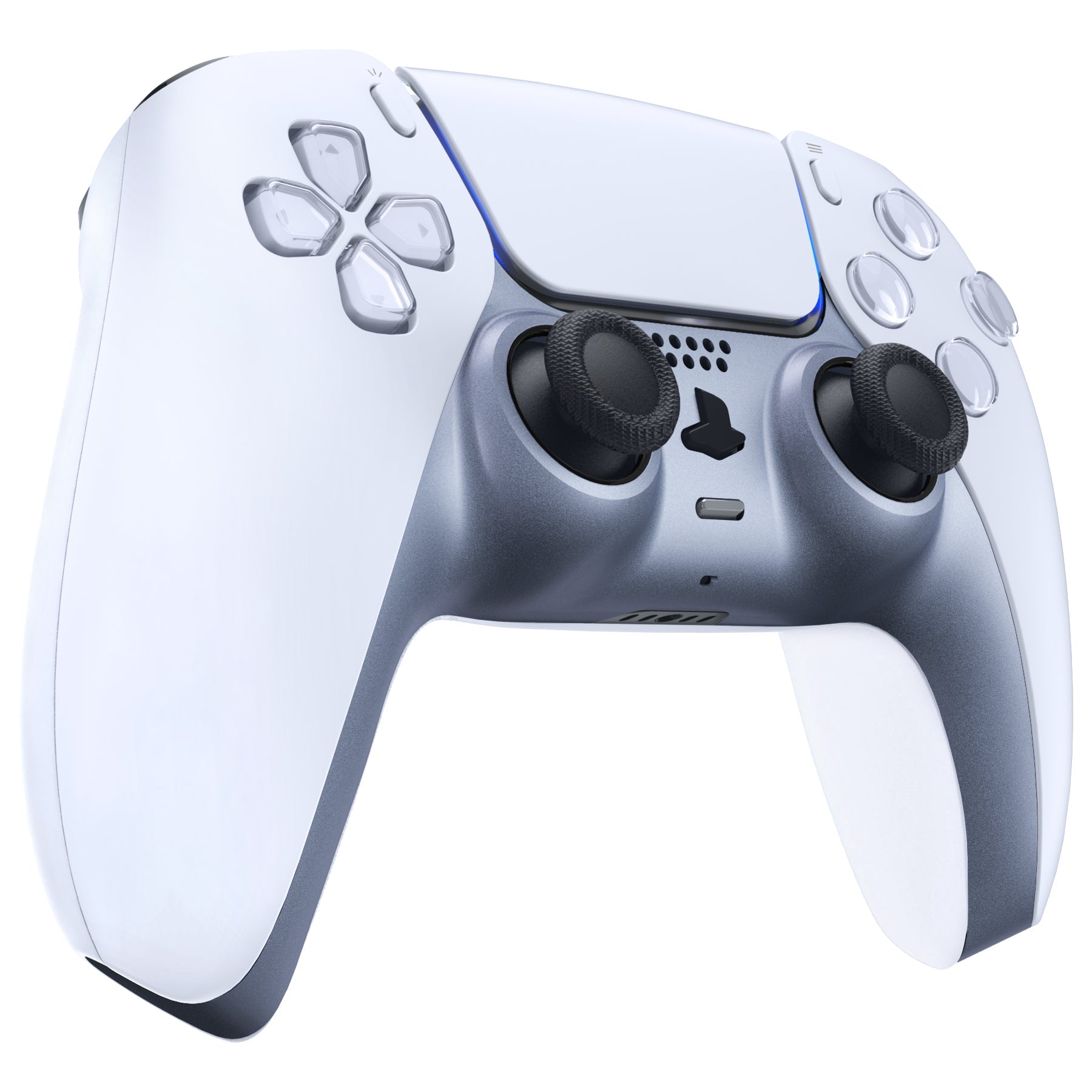 eXtremeRate Replacement Decorative Trim Shell with Accent Rings Compatible with PS5 Controller BDM-010/020/030/040/050 - Sterling Silver eXtremeRate