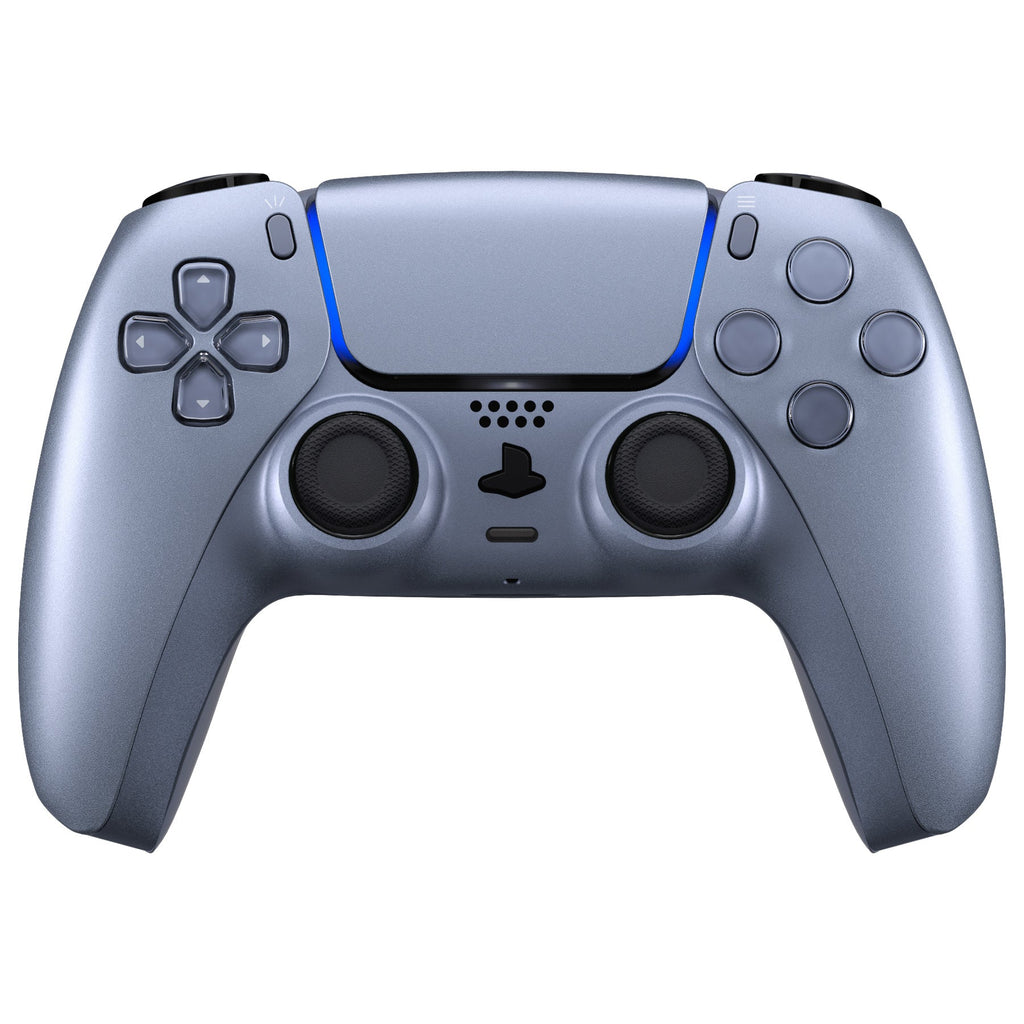 eXtremeRate Replacement Decorative Trim Shell with Accent Rings Compatible with PS5 Controller BDM-010/020/030/040/050 - Sterling Silver eXtremeRate