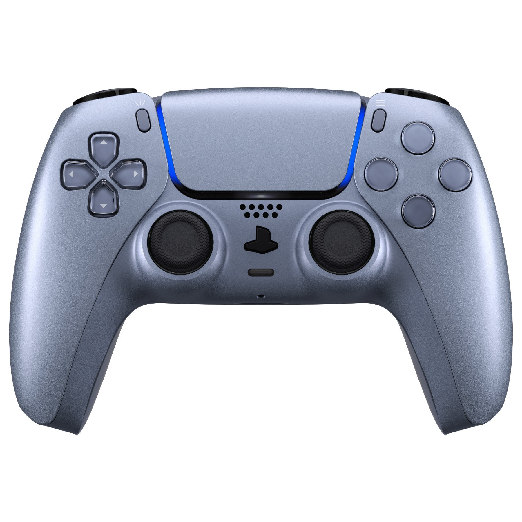 eXtremeRate Replacement Decorative Trim Shell with Accent Rings Compatible with PS5 Controller BDM-010/020/030/040/050 - Sterling Silver eXtremeRate