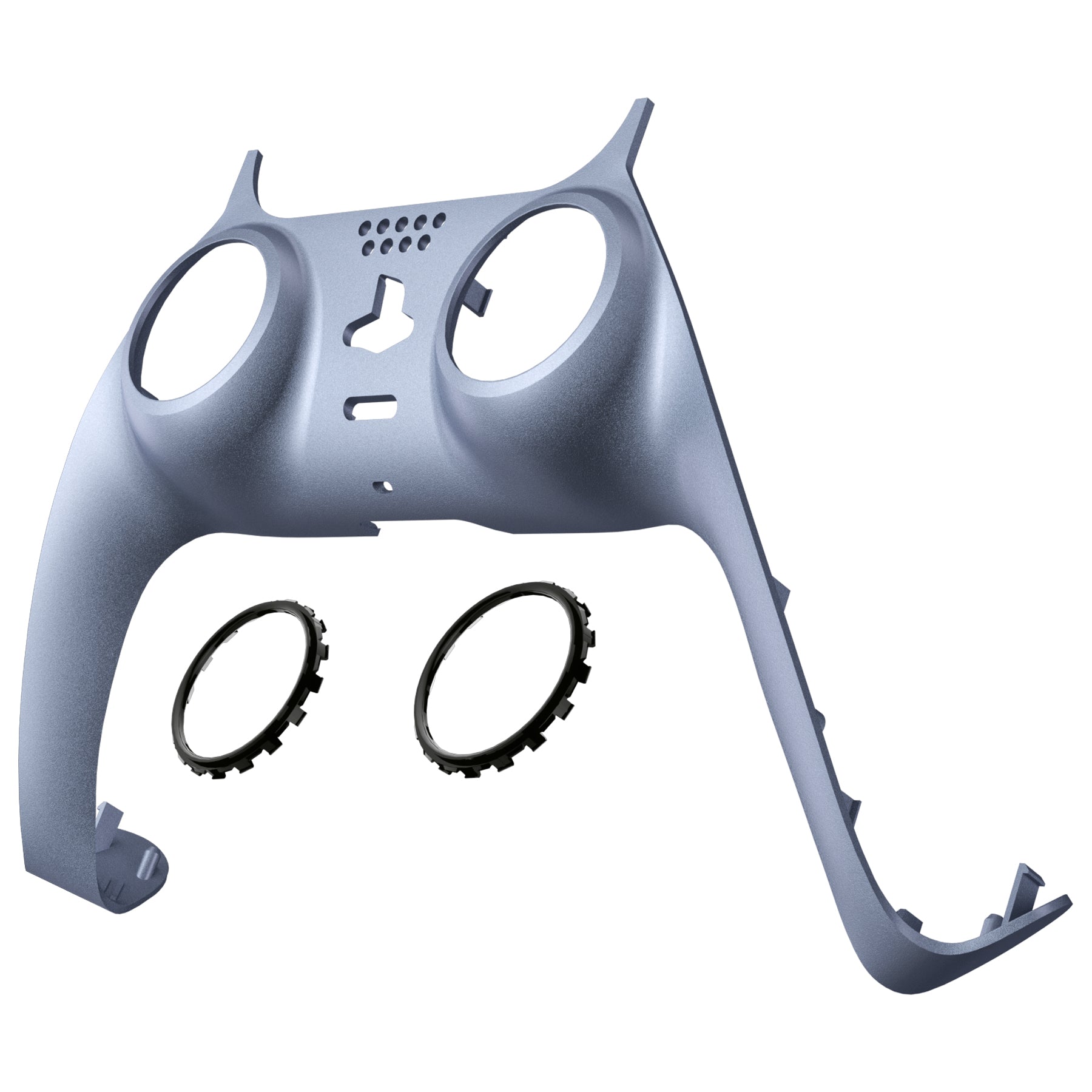 eXtremeRate Replacement Decorative Trim Shell with Accent Rings Compatible with PS5 Controller BDM-010/020/030/040/050 - Sterling Silver eXtremeRate