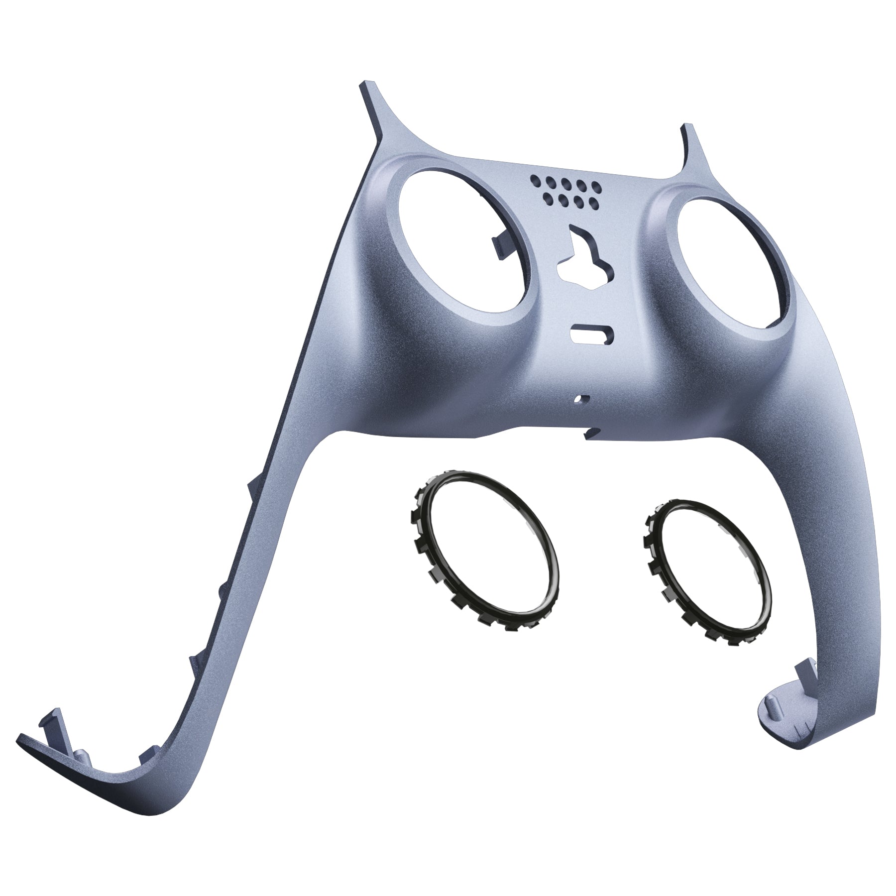 eXtremeRate Replacement Decorative Trim Shell with Accent Rings Compatible with PS5 Controller BDM-010/020/030/040/050 - Sterling Silver eXtremeRate