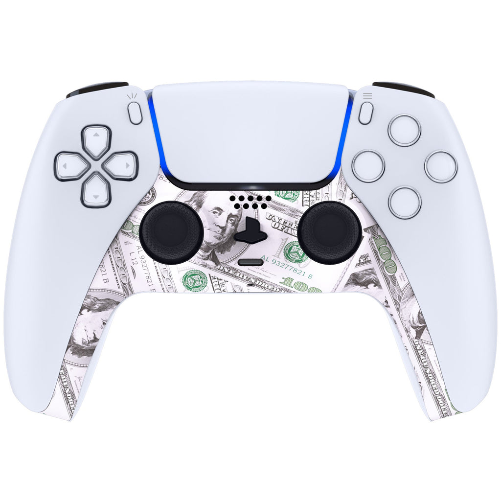 eXtremeRate Replacement Decorative Trim Shell with Accent Rings Compatible with PS5 Controller BDM-010/020/030/040/050 - The $100 Cash Money eXtremeRate