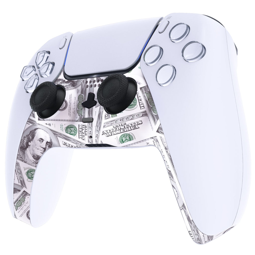 eXtremeRate Replacement Decorative Trim Shell with Accent Rings Compatible with PS5 Controller BDM-010/020/030/040/050 - The $100 Cash Money eXtremeRate